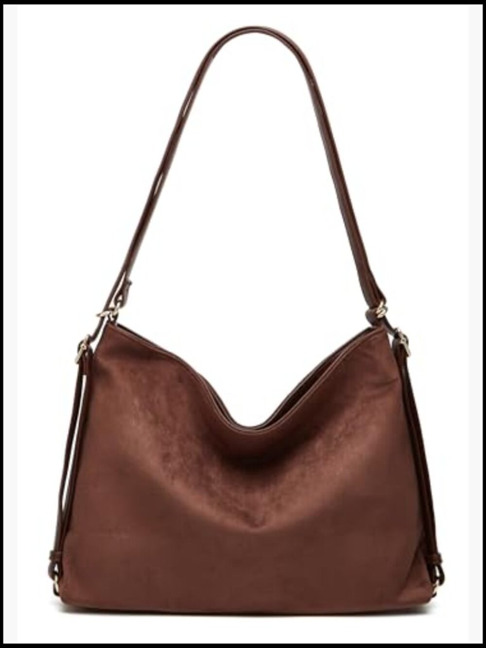 Faux Suede Crossbody Tote Hobo Purse Large Satchel Shoulder Bag Casual Chic - Picture 6 of 7